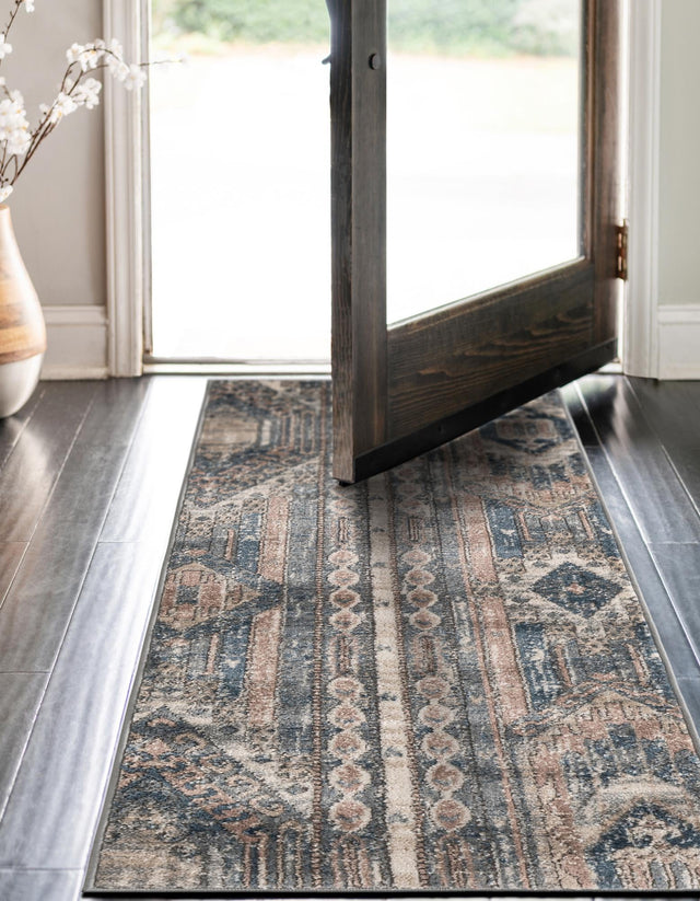Navy Blue 2' x 6' 1 Portland Runner Area Rug 85% Polypropylene & 15% Polyester Vintage Distressed Traditional Carpet for Home Decor for Sale at Rug Engine