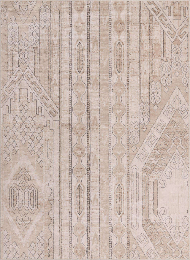 Ivory 7' 10 x 11' Portland Rectangle Area Rug 85% Polypropylene & 15% Polyester Vintage Distressed Traditional Carpet for Home Decor for Sale at Rug Engine