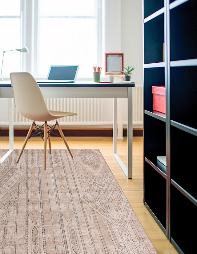 Ivory 7' 10 x 7' 10 Portland Square Area Rug 85% Polypropylene & 15% Polyester Vintage Distressed Traditional Carpet for Home Decor for Sale at Rug Engine