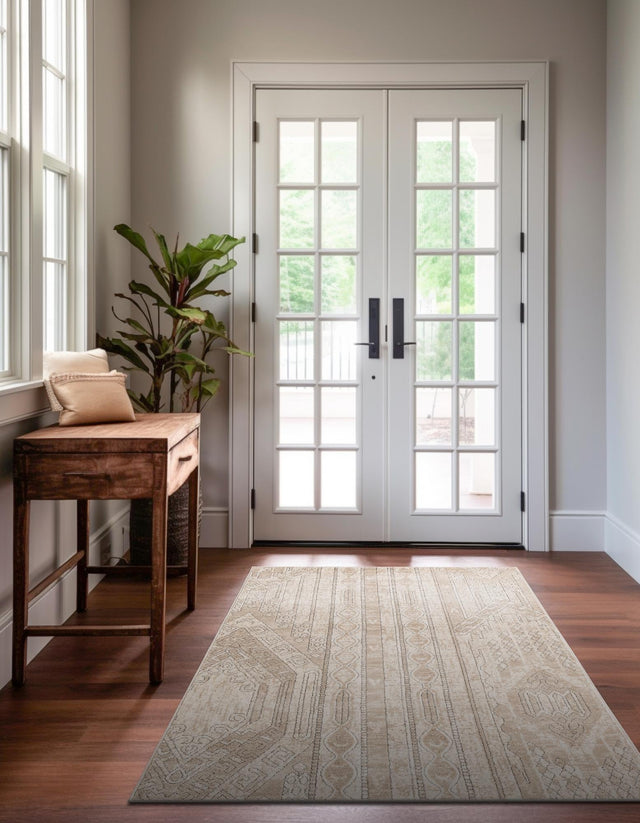 Ivory 4' 1 x 6' 1 Portland Rectangle Area Rug 85% Polypropylene & 15% Polyester Vintage Distressed Traditional Carpet for Home Decor for Sale at Rug Engine