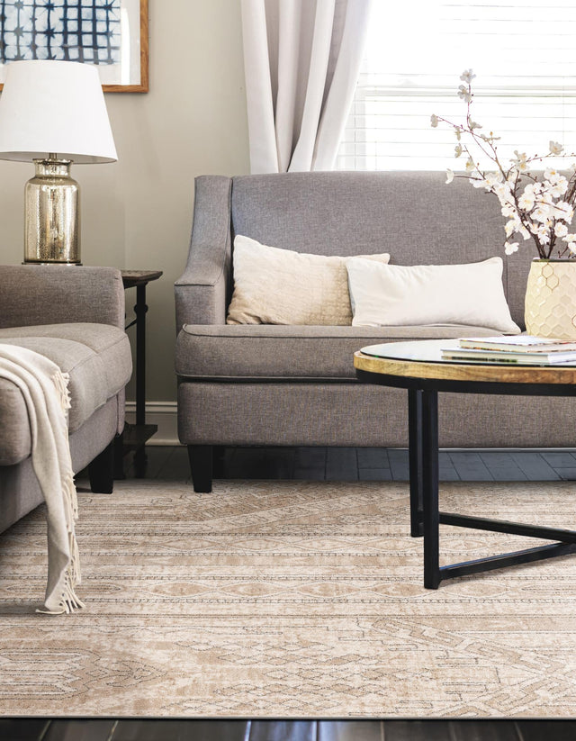 Ivory 6' 1 x 9' Portland Rectangle Area Rug 85% Polypropylene & 15% Polyester Vintage Distressed Traditional Carpet for Home Decor for Sale at Rug Engine