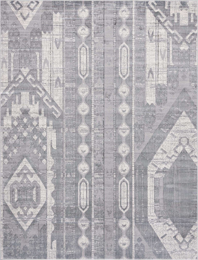 Gray 9' x 12' Portland Rectangle Area Rug 85% Polypropylene & 15% Polyester Vintage Distressed Traditional Carpet for Home Decor for Sale at Rug Engine