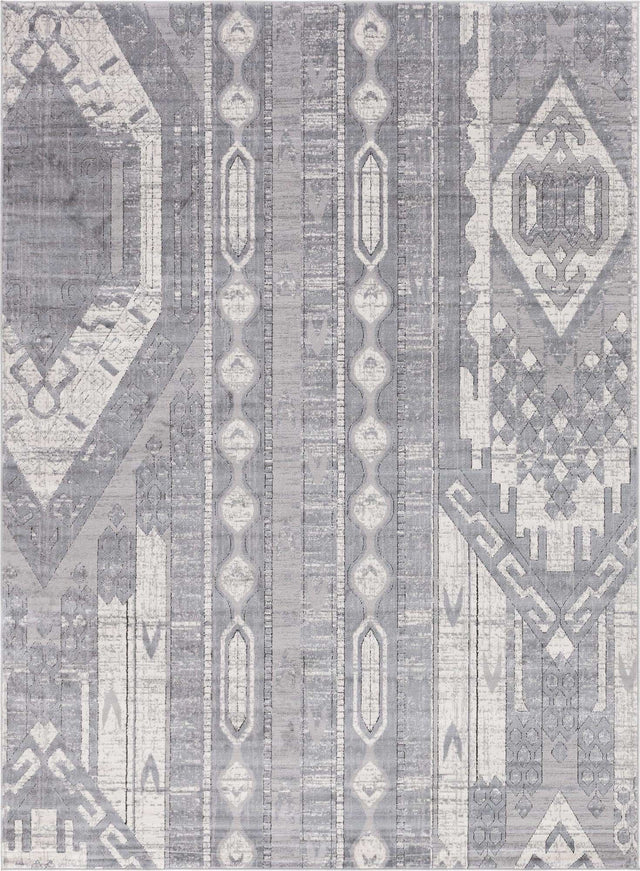 Gray 7' 10 x 11' Portland Rectangle Area Rug 85% Polypropylene & 15% Polyester Vintage Distressed Traditional Carpet for Home Decor for Sale at Rug Engine