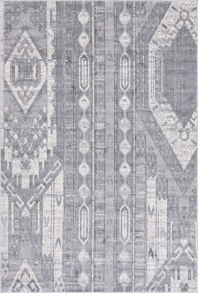 Gray 6' 1 x 9' Portland Rectangle Area Rug 85% Polypropylene & 15% Polyester Vintage Distressed Traditional Carpet for Home Decor for Sale at Rug Engine