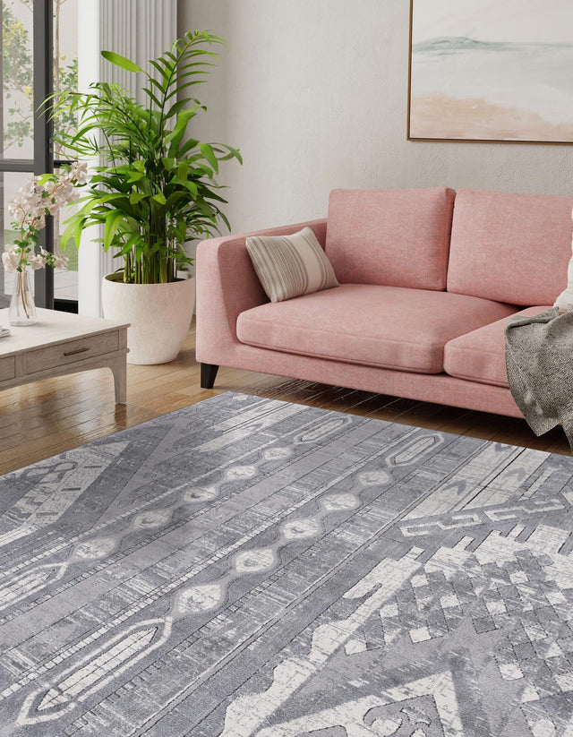 Gray 4' 1 x 4' 1 Portland Square Area Rug 85% Polypropylene & 15% Polyester Vintage Distressed Traditional Carpet for Home Decor for Sale at Rug Engine