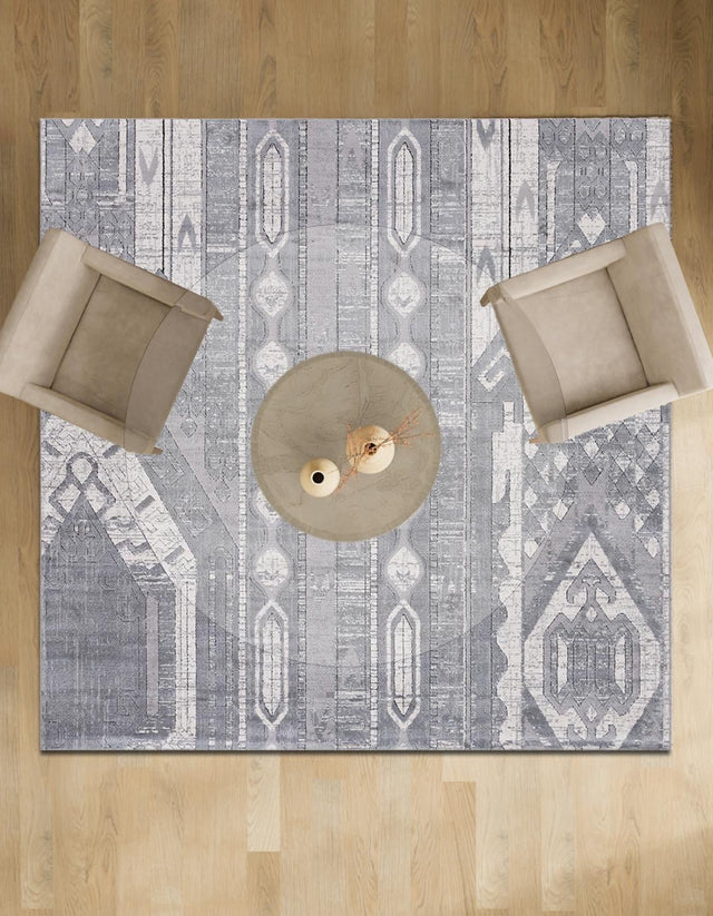 Gray 4' 1 x 4' 1 Portland Square Area Rug 85% Polypropylene & 15% Polyester Vintage Distressed Traditional Carpet for Home Decor for Sale at Rug Engine
