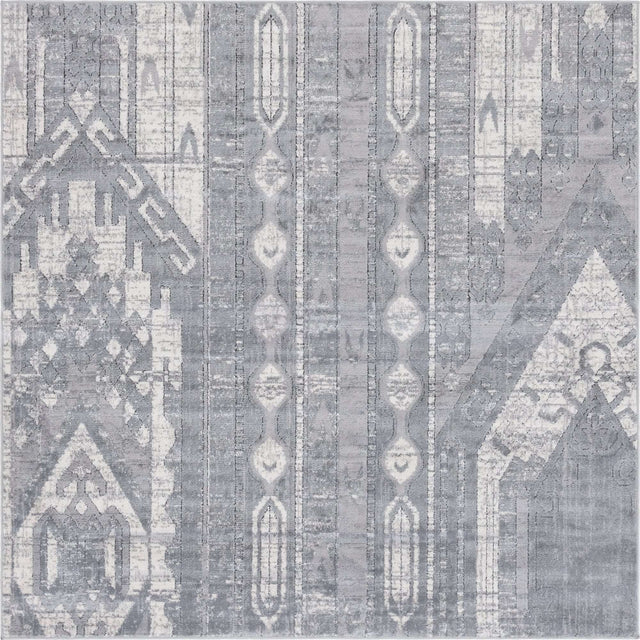 Gray 6' 1 x 6' 1 Portland Square Area Rug 85% Polypropylene & 15% Polyester Vintage Distressed Traditional Carpet for Home Decor for Sale at Rug Engine