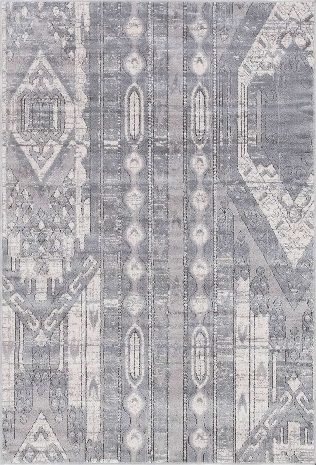 Gray 4' 1 x 6' 1 Portland Rectangle Area Rug 85% Polypropylene & 15% Polyester Vintage Distressed Traditional Carpet for Home Decor for Sale at Rug Engine