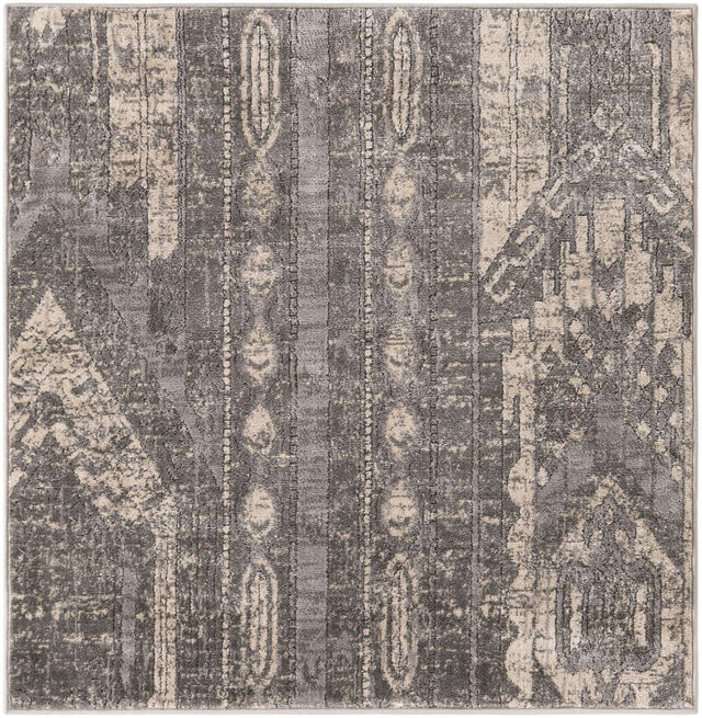 Gray 4' 1 x 4' 1 Portland Square Area Rug 85% Polypropylene & 15% Polyester Vintage Distressed Traditional Carpet for Home Decor for Sale at Rug Engine