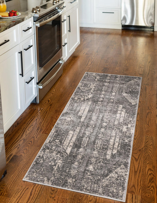 Gray 2' x 6' 1 Portland Runner Area Rug 85% Polypropylene & 15% Polyester Vintage Distressed Traditional Carpet for Home Decor for Sale at Rug Engine