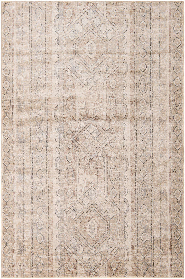Ivory 6' 1 x 9' Portland Rectangle Area Rug 85% Polypropylene & 15% Polyester Vintage Distressed Traditional Carpet for Home Decor for Sale at Rug Engine