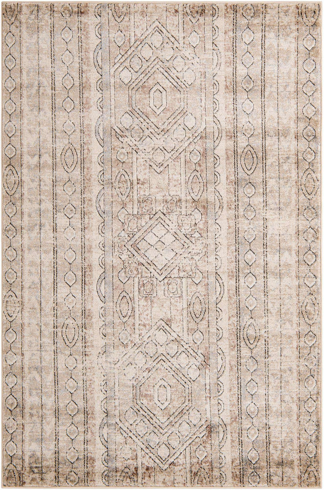 Ivory 5' 3 x 8' Portland Rectangle Area Rug 85% Polypropylene & 15% Polyester Vintage Distressed Traditional Carpet for Home Decor for Sale at Rug Engine