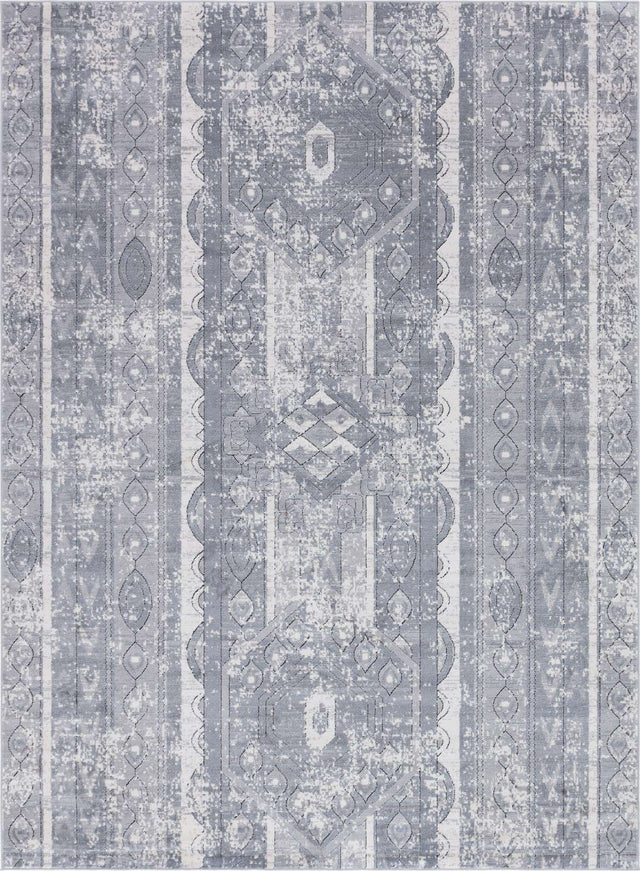 Gray 7' 10 x 11' Portland Rectangle Area Rug 85% Polypropylene & 15% Polyester Vintage Distressed Traditional Carpet for Home Decor for Sale at Rug Engine