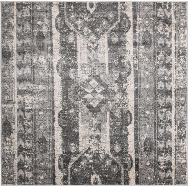 Gray 6' 1 x 6' 1 Portland Square Area Rug 85% Polypropylene & 15% Polyester Vintage Distressed Traditional Carpet for Home Decor for Sale at Rug Engine