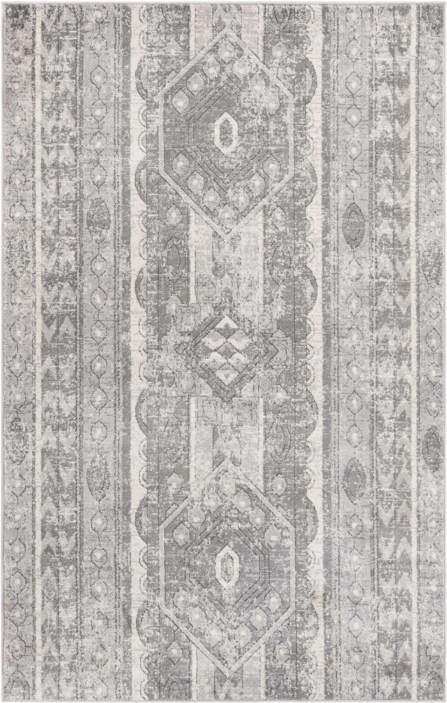 Gray 5' 3 x 8' Portland Rectangle Area Rug 85% Polypropylene & 15% Polyester Vintage Distressed Traditional Carpet for Home Decor for Sale at Rug Engine