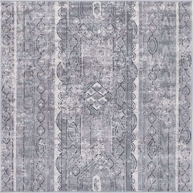 Gray 4' 1 x 4' 1 Portland Square Area Rug 85% Polypropylene & 15% Polyester Vintage Distressed Traditional Carpet for Home Decor for Sale at Rug Engine