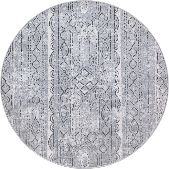 Gray 3' 1 x 3' 1 Portland Round Area Rug 85% Polypropylene & 15% Polyester Vintage Distressed Traditional Carpet for Home Decor for Sale at Rug Engine