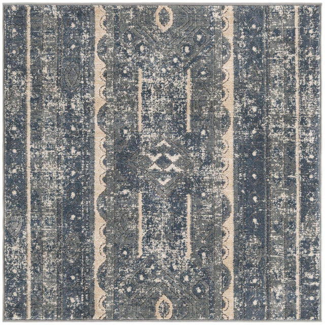 Blue 4' 1 x 4' 1 Portland Square Area Rug 85% Polypropylene & 15% Polyester Vintage Distressed Traditional Carpet for Home Decor for Sale at Rug Engine
