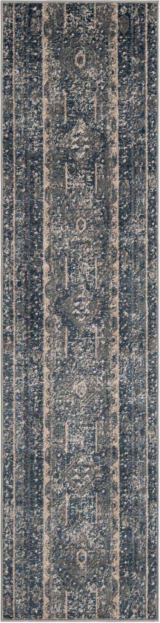 Blue 2' x 8' Portland Runner Area Rug 85% Polypropylene & 15% Polyester Vintage Distressed Traditional Carpet for Home Decor for Sale at Rug Engine