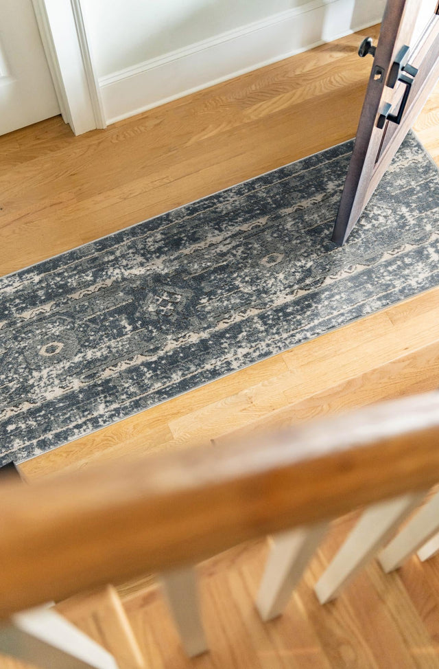 Blue 2' 2 x 12' Portland Runner Area Rug 85% Polypropylene & 15% Polyester Vintage Distressed Traditional Carpet for Home Decor for Sale at Rug Engine