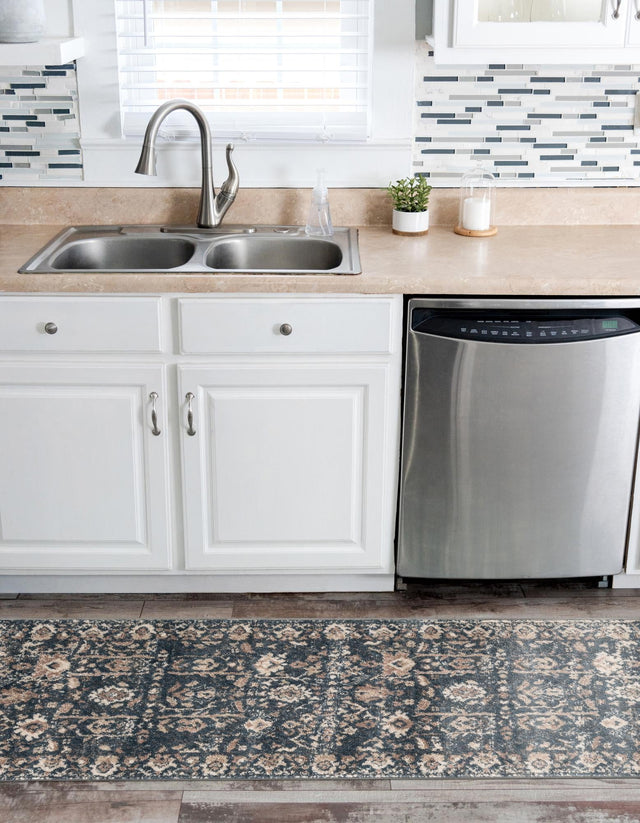 Blue 2' 2 x 12' Portland Runner Area Rug 85% Polypropylene & 15% Polyester Vintage Distressed Traditional Carpet for Home Decor for Sale at Rug Engine