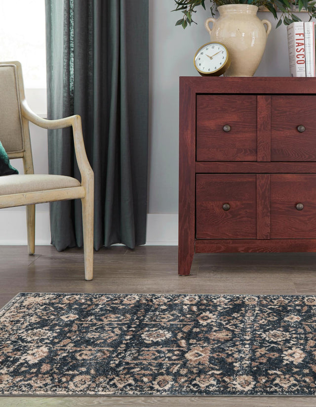 Blue 2' x 8' Portland Runner Area Rug 85% Polypropylene & 15% Polyester Vintage Distressed Traditional Carpet for Home Decor for Sale at Rug Engine
