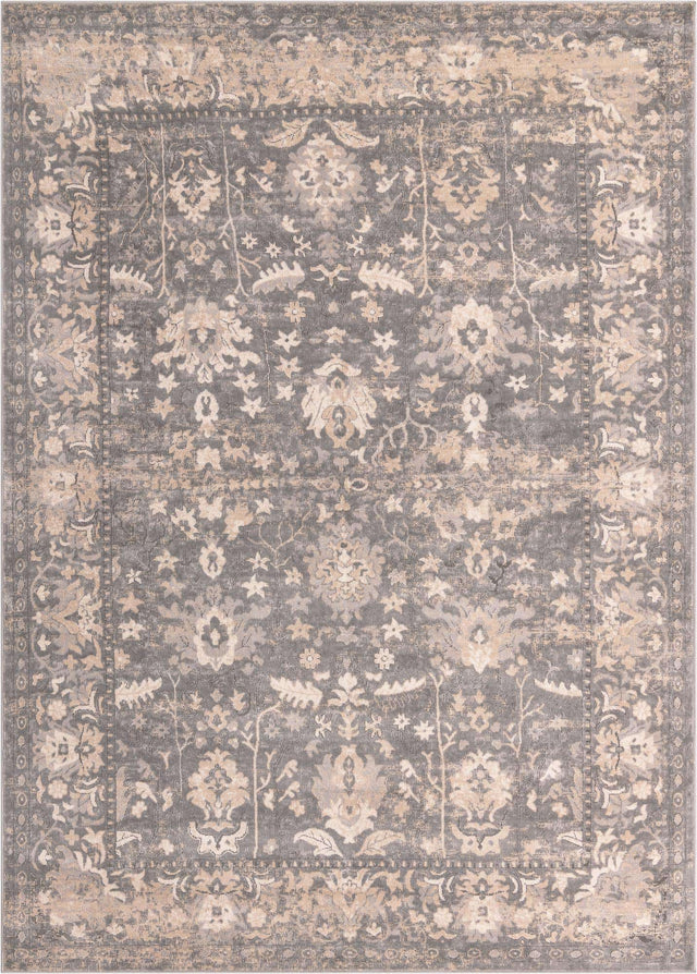 Gray 7' 10 x 11' Portland Rectangle Area Rug 85% Polypropylene & 15% Polyester Vintage Distressed Traditional Carpet for Home Decor for Sale at Rug Engine