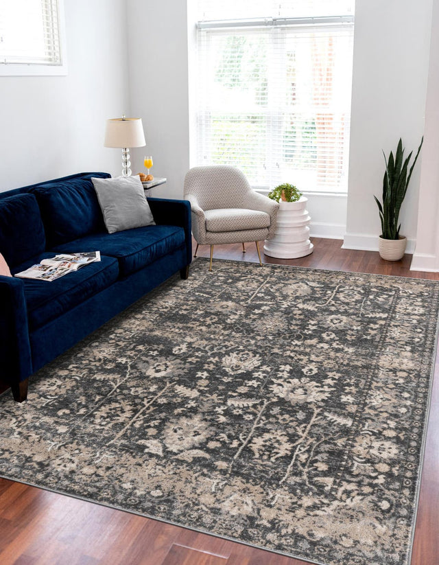 Gray 9' x 12' Portland Rectangle Area Rug 85% Polypropylene & 15% Polyester Vintage Distressed Traditional Carpet for Home Decor for Sale at Rug Engine