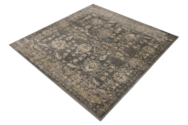 Gray 4' 1 x 4' 1 Portland Square Area Rug 85% Polypropylene & 15% Polyester Vintage Distressed Traditional Carpet for Home Decor for Sale at Rug Engine