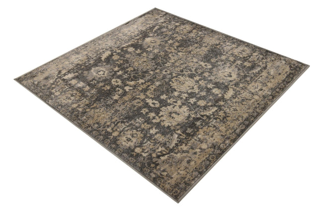 Gray 4' 1 x 4' 1 Portland Square Area Rug 85% Polypropylene & 15% Polyester Vintage Distressed Traditional Carpet for Home Decor for Sale at Rug Engine