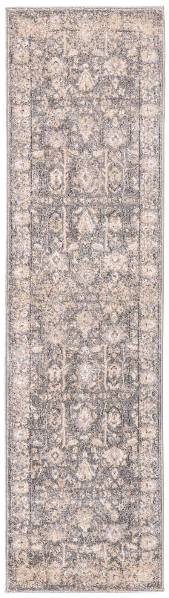 Gray 2' x 8' Portland Runner Area Rug 85% Polypropylene & 15% Polyester Vintage Distressed Traditional Carpet for Home Decor for Sale at Rug Engine