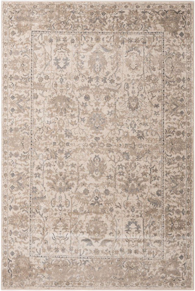Ivory 6' 1 x 9' Portland Rectangle Area Rug 85% Polypropylene & 15% Polyester Vintage Distressed Traditional Carpet for Home Decor for Sale at Rug Engine