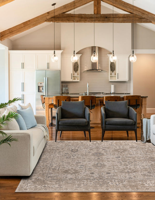 Ivory 7' 10 x 7' 10 Portland Square Area Rug 85% Polypropylene & 15% Polyester Vintage Distressed Traditional Carpet for Home Decor for Sale at Rug Engine