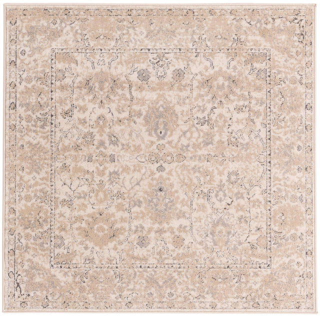 Ivory 4' 1 x 4' 1 Portland Square Area Rug 85% Polypropylene & 15% Polyester Vintage Distressed Traditional Carpet for Home Decor for Sale at Rug Engine