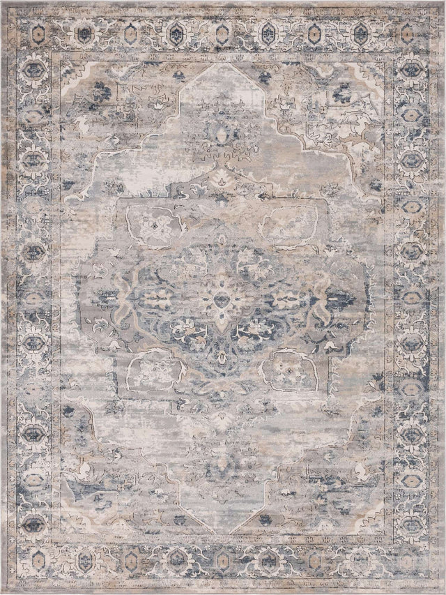 Gray 9' x 12' Portland Rectangle Area Rug 85% Polypropylene & 15% Polyester Vintage Distressed Traditional Carpet for Home Decor for Sale at Rug Engine