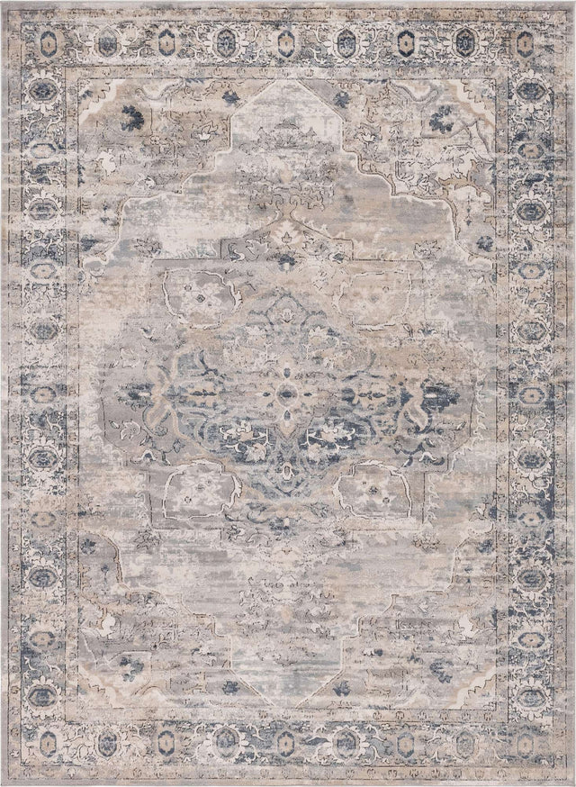 Gray 7' 10 x 11' Portland Rectangle Area Rug 85% Polypropylene & 15% Polyester Vintage Distressed Traditional Carpet for Home Decor for Sale at Rug Engine