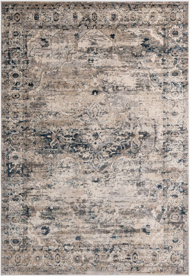Gray 7' 1 x 10' Portland Rectangle Area Rug 85% Polypropylene & 15% Polyester Vintage Distressed Traditional Carpet for Home Decor for Sale at Rug Engine