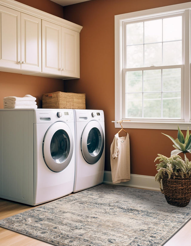 Gray 5' 3 x 8' Portland Rectangle Area Rug 85% Polypropylene & 15% Polyester Vintage Distressed Traditional Carpet for Home Decor for Sale at Rug Engine