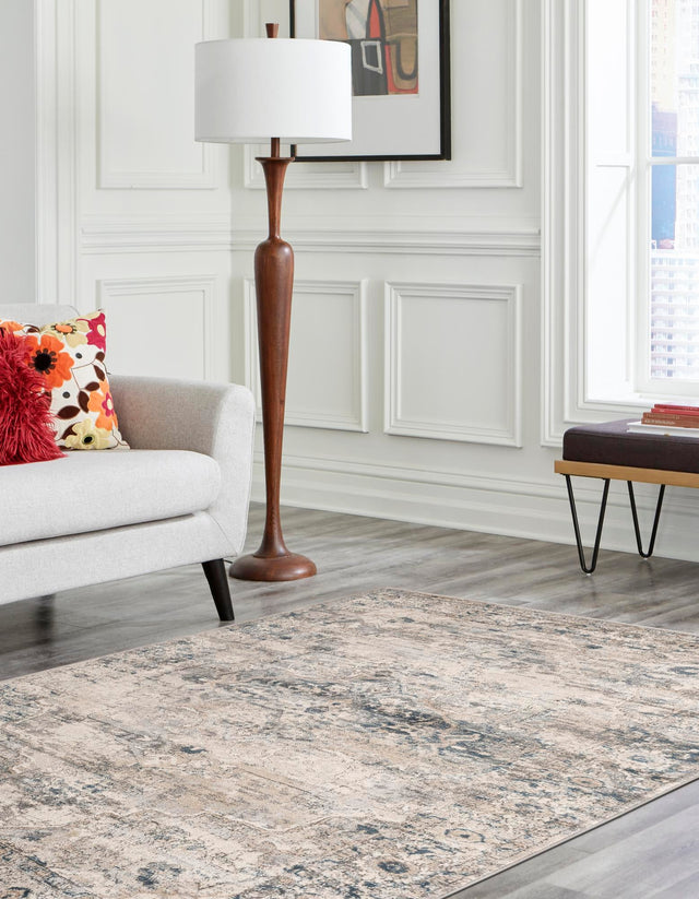 Gray 5' 3 x 8' Portland Rectangle Area Rug 85% Polypropylene & 15% Polyester Vintage Distressed Traditional Carpet for Home Decor for Sale at Rug Engine