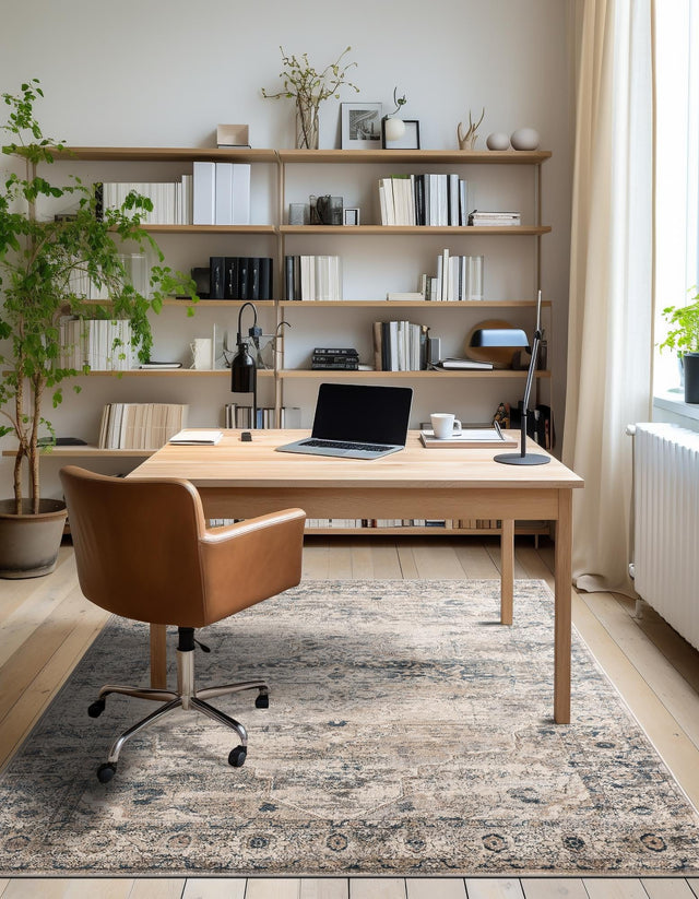 Gray 5' 3 x 8' Portland Rectangle Area Rug 85% Polypropylene & 15% Polyester Vintage Distressed Traditional Carpet for Home Decor for Sale at Rug Engine