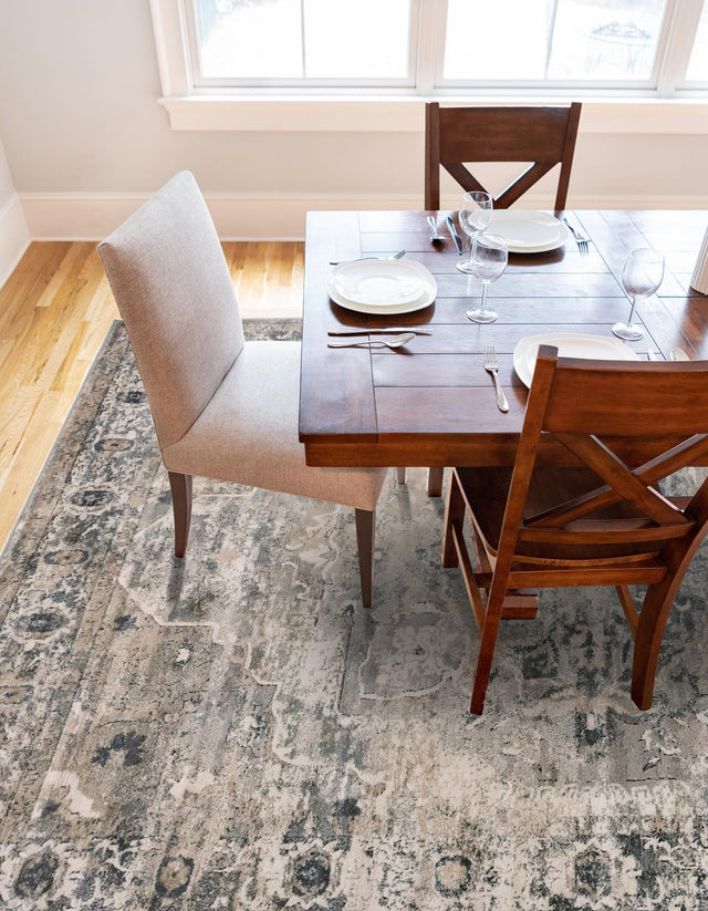 Gray 5' 3 x 8' Portland Rectangle Area Rug 85% Polypropylene & 15% Polyester Vintage Distressed Traditional Carpet for Home Decor for Sale at Rug Engine