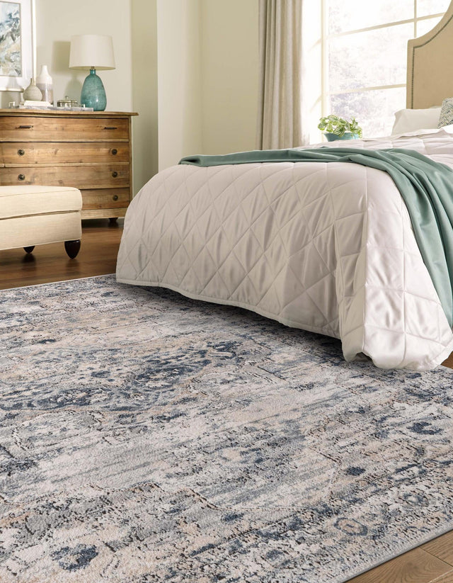 Gray 5' 3 x 8' Portland Rectangle Area Rug 85% Polypropylene & 15% Polyester Vintage Distressed Traditional Carpet for Home Decor for Sale at Rug Engine