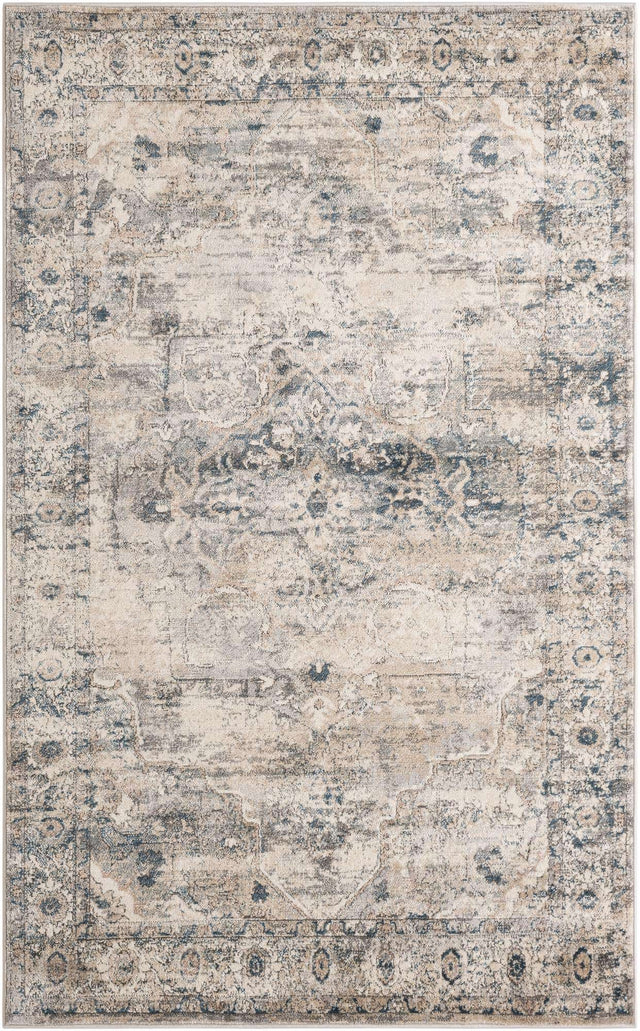 Gray 5' 3 x 8' Portland Rectangle Area Rug 85% Polypropylene & 15% Polyester Vintage Distressed Traditional Carpet for Home Decor for Sale at Rug Engine