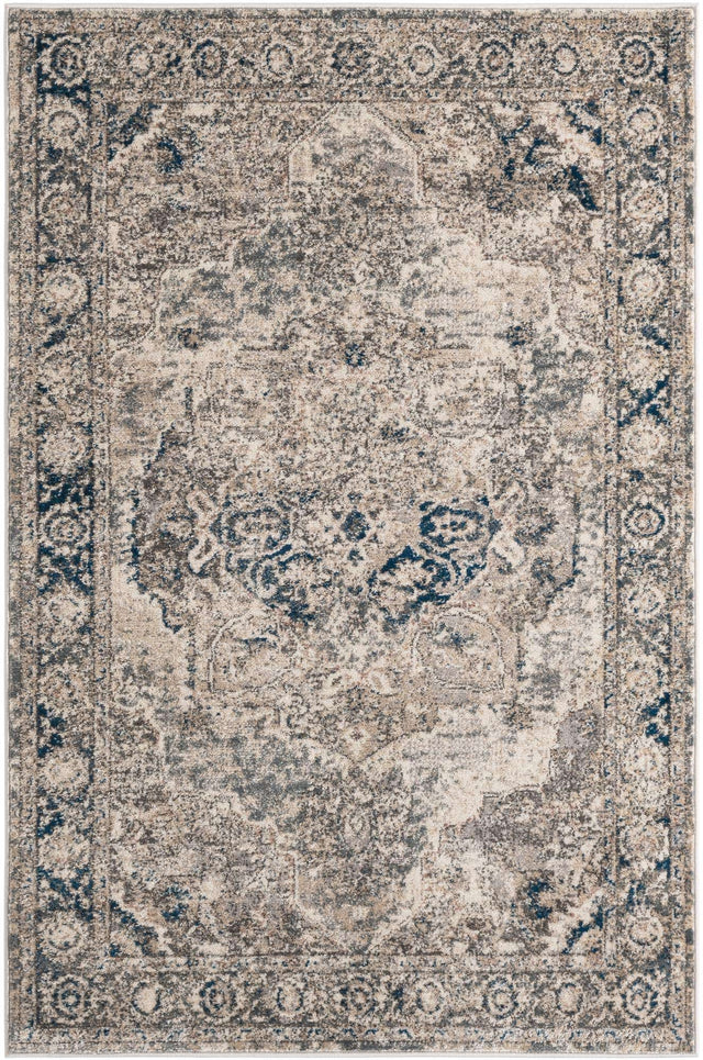 Gray 4' 1 x 6' 1 Portland Rectangle Area Rug 85% Polypropylene & 15% Polyester Vintage Distressed Traditional Carpet for Home Decor for Sale at Rug Engine