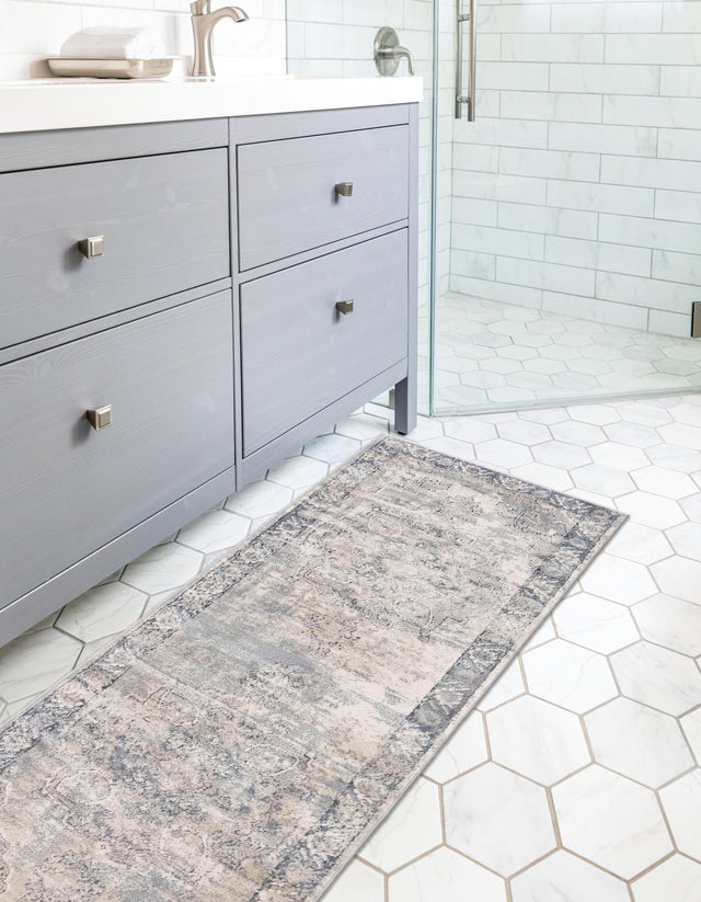 Gray 2' 7 x 13' 1 Portland Runner Area Rug 85% Polypropylene & 15% Polyester Vintage Distressed Traditional Carpet for Home Decor for Sale at Rug Engine