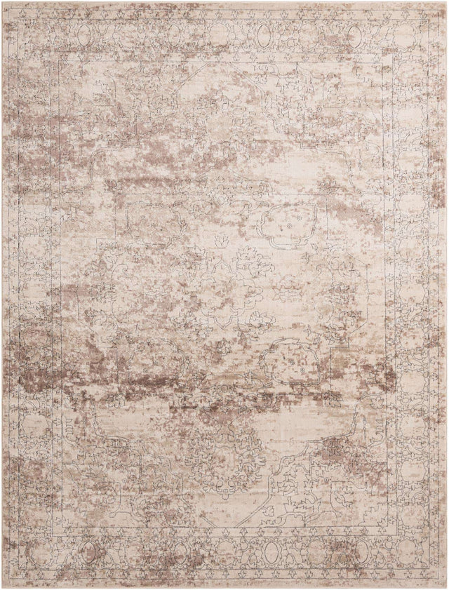 Ivory 9' x 12' Portland Rectangle Area Rug 85% Polypropylene & 15% Polyester Vintage Distressed Traditional Carpet for Home Decor for Sale at Rug Engine
