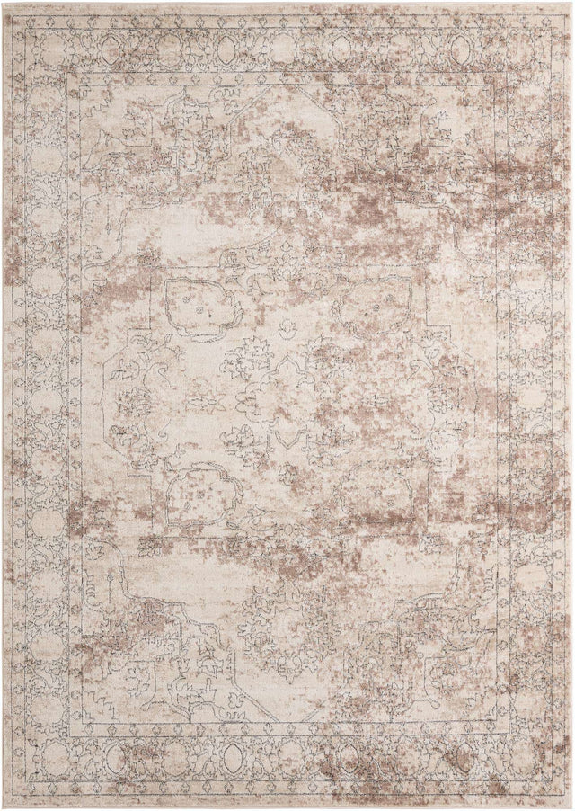 Ivory 7' 10 x 11' Portland Rectangle Area Rug 85% Polypropylene & 15% Polyester Vintage Distressed Traditional Carpet for Home Decor for Sale at Rug Engine