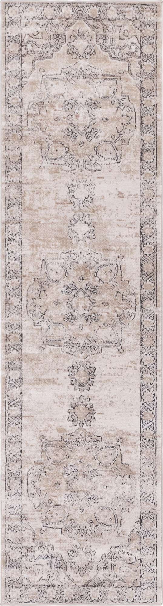 Ivory 2' x 8' Portland Runner Area Rug 85% Polypropylene & 15% Polyester Vintage Distressed Traditional Carpet for Home Decor for Sale at Rug Engine