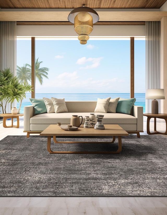 Gray 10' x 10' Portland Square Area Rug 85% Polypropylene & 15% Polyester Vintage Distressed Traditional Carpet for Home Decor for Sale at Rug Engine