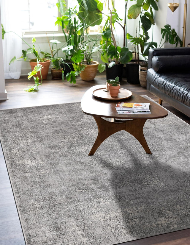 Gray 9' x 12' Portland Rectangle Area Rug 85% Polypropylene & 15% Polyester Vintage Distressed Traditional Carpet for Home Decor for Sale at Rug Engine